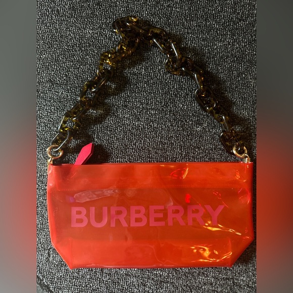 BURBERRY - Auth *new* Shoulder Bag / Red Transparent / Acrylic Chunky Strap - Picture 1 of 4